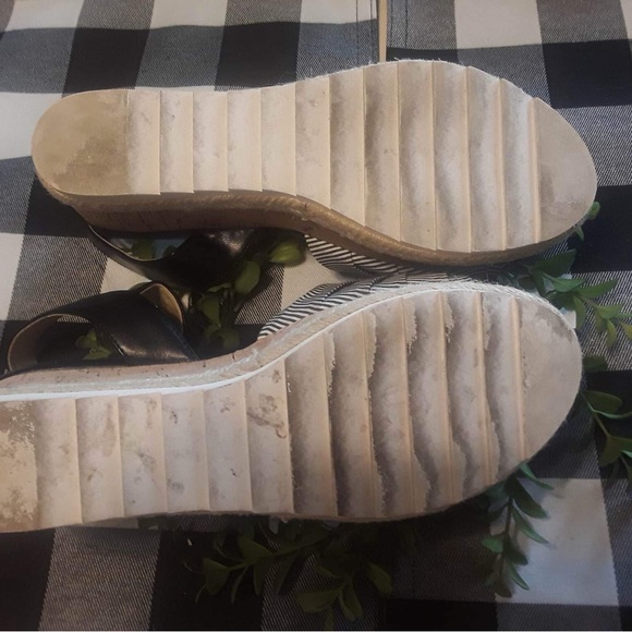 Marc Fisher Navy and White Stripe Sandals - Picture 2 of 7